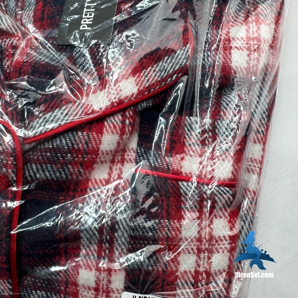 1100 NWT PrettyLittleThing Brushed Check Button Up PJ Top – S – Red Black - Picture 4 of 9